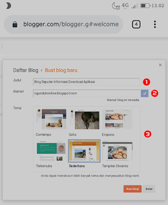 Paduan membuat blog gratis di blogger