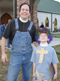 Father Frank with Josh dressed as Father Frank