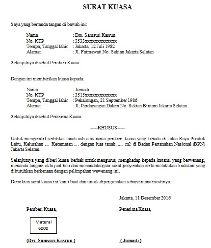  Surat Kuasa ialah surat yang tujuannya dibentuk untuk memperlihatkan kekuasaan atau wewenang k Inilah Contoh Surat Kuasa Pengambilan, Kepengurusan Dan Perwakilan Pelimpahan Wewenang Terlengkap