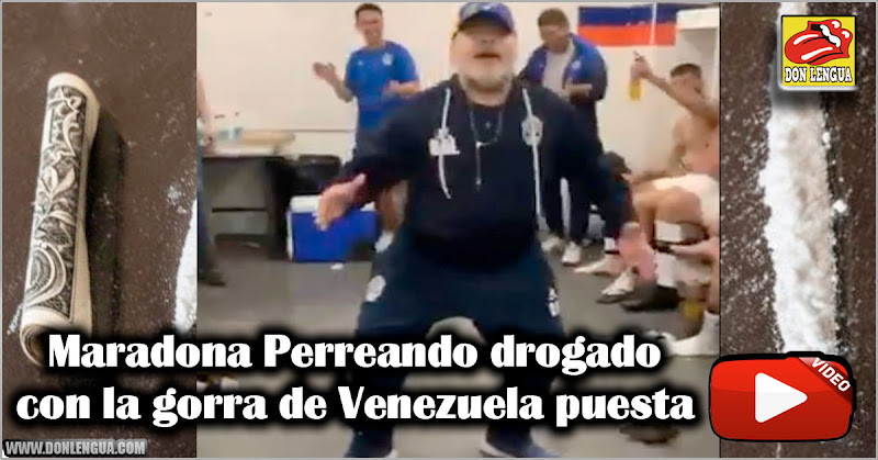 Maradona Perreando drogado con la gorra de Venezuela puesta