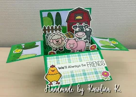 Sunny Studio Stamps: Barnyard Buddies interactive pop-up box card by Karolina Kucharski