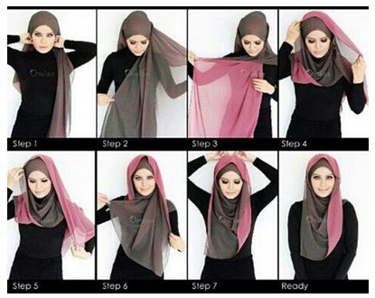 Kreasi Cara Memakai Hijab Modern Paris Kombinasi Dua Warna