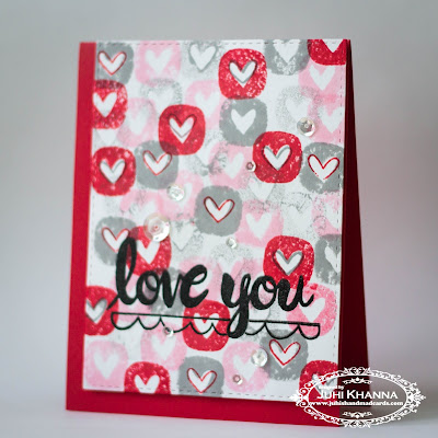 Stamped Valentine's Day Card with Jane's Doodles Love stampset