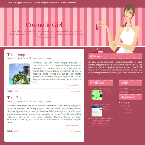 Cosmetic Girl,blogger,Templates for blogger