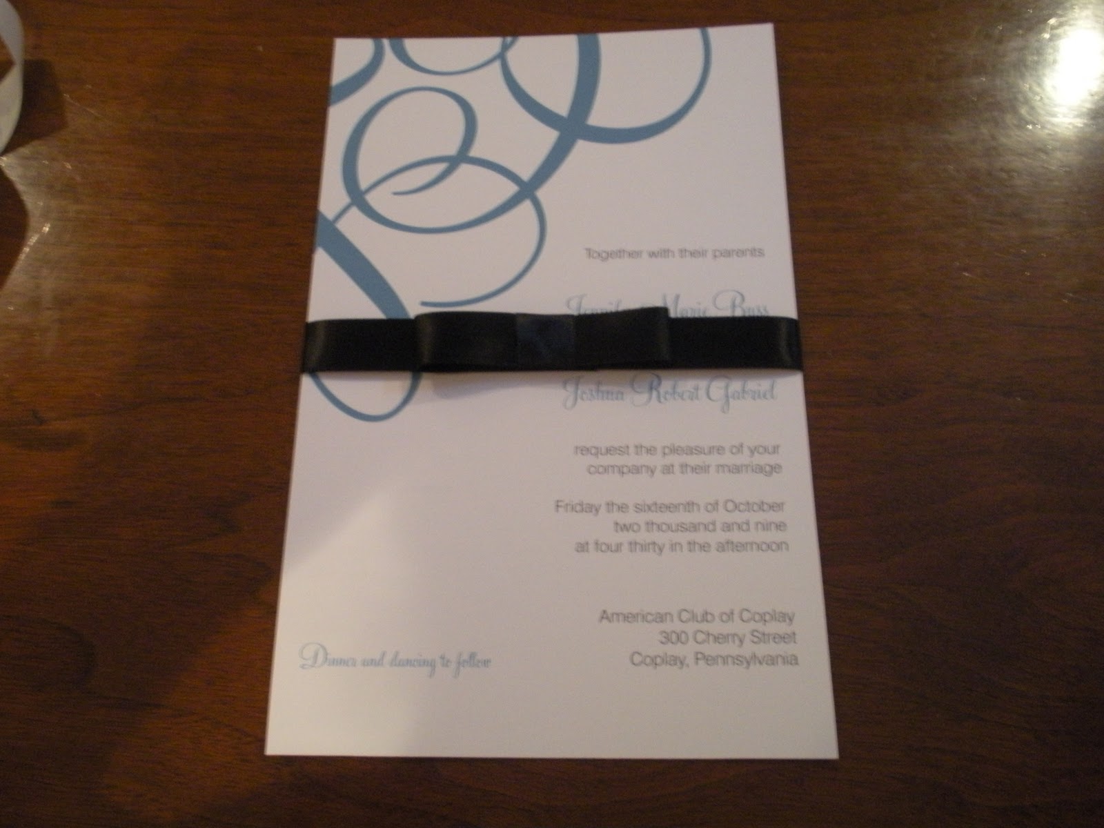 Teal and Black Wedding : Invites