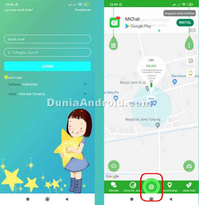 Menu pengaturan aplikasi SeTracker