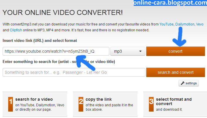 Cara Convert Video Ke MP3 Online - online-cara