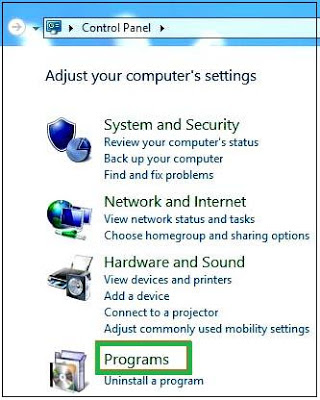 Control panel >  Programs