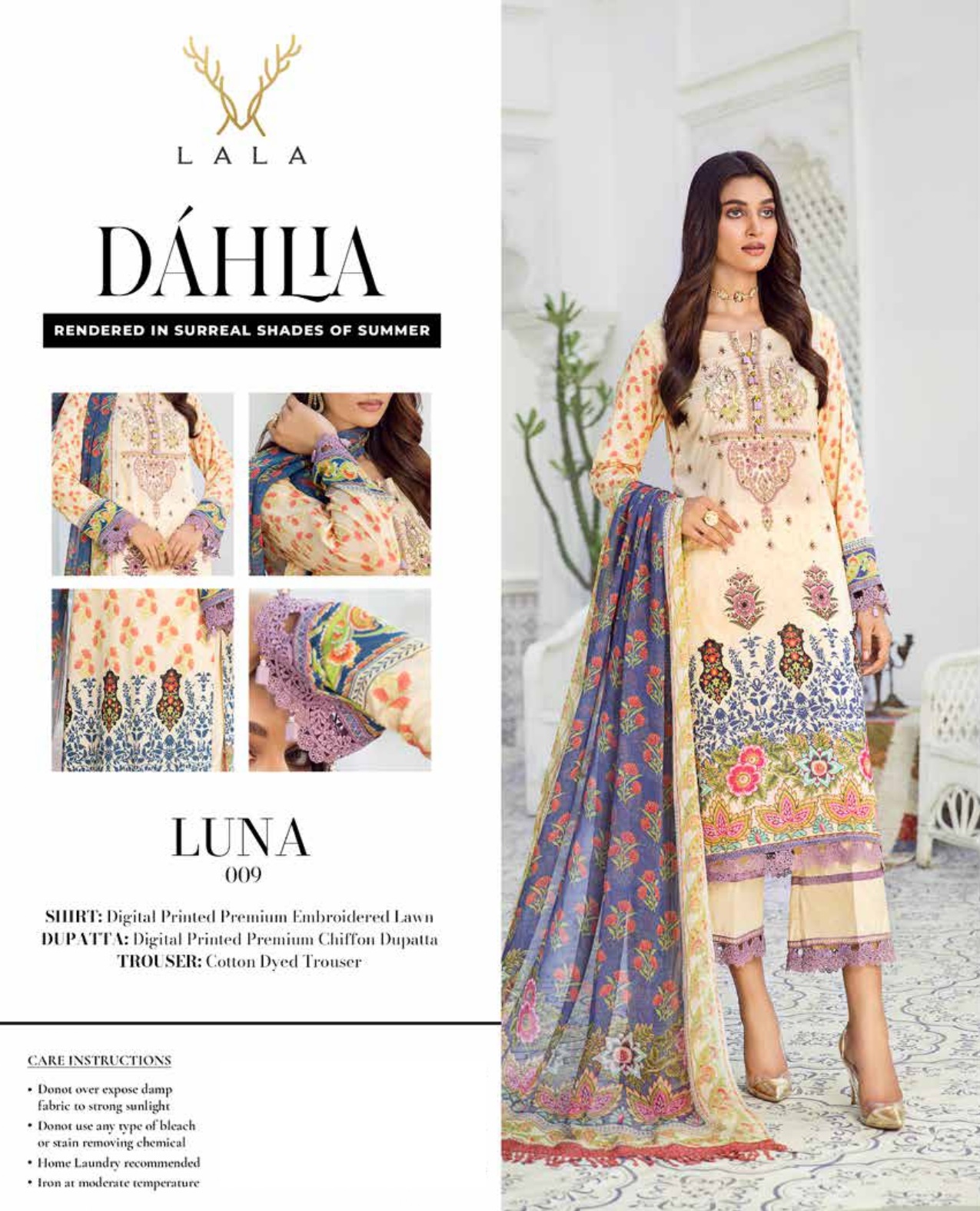 Buy Lawn Cotton Digital Printed Dahlia Original Lala Pakista
