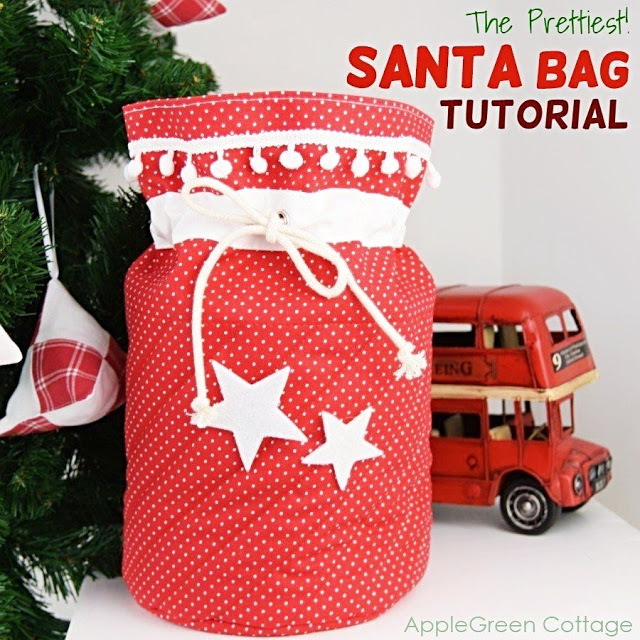 Learn how to make a reusable Santa bag. Tutorial by AppleGreen Cottage