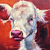 ORIGINAL CONTEMPORARY COW PAINTING in OILS by OLGA WAGNER 16/30