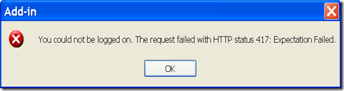 The request failed with HTTP status 417 Expectation Failed