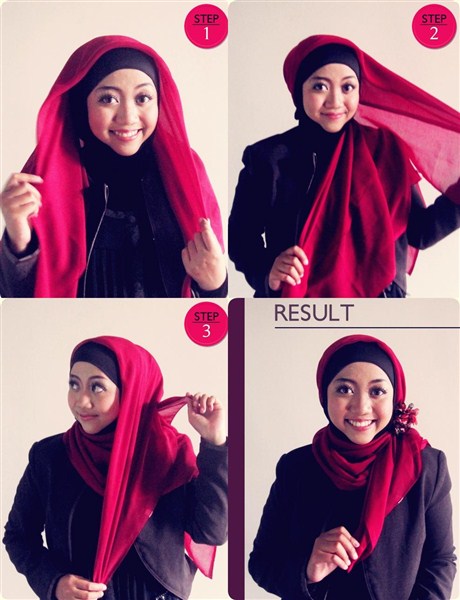 Trend pola kreasi tutorial gaya desain model hijab dengan jilbab atau kerudung segi empa 35 Model Tutorial Hijab Segi Empat Terbaru 2017/2018