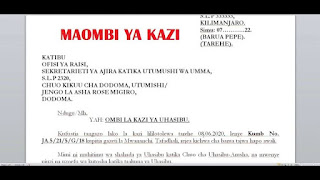 simple job application letter in tanzania