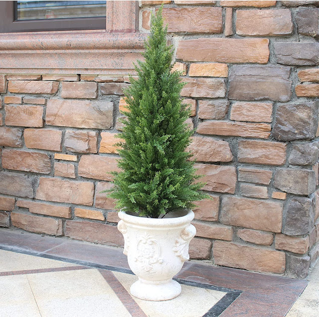 ECOLVANT Two 3 Foot Artificial Cedar Trees Indoor/Outdoor