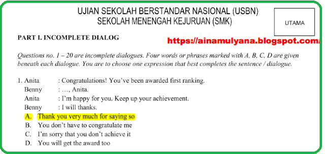 Soal UN dan Soal USBN Bahasa Inggris SMK - http://rumpunnews.com