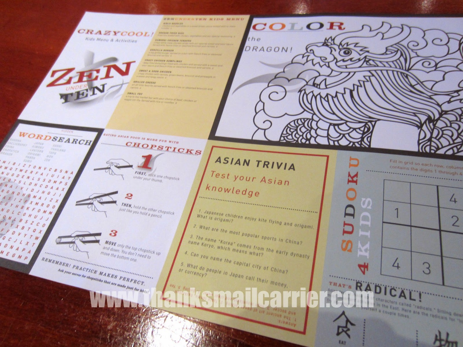 Stir Crazy children's menu