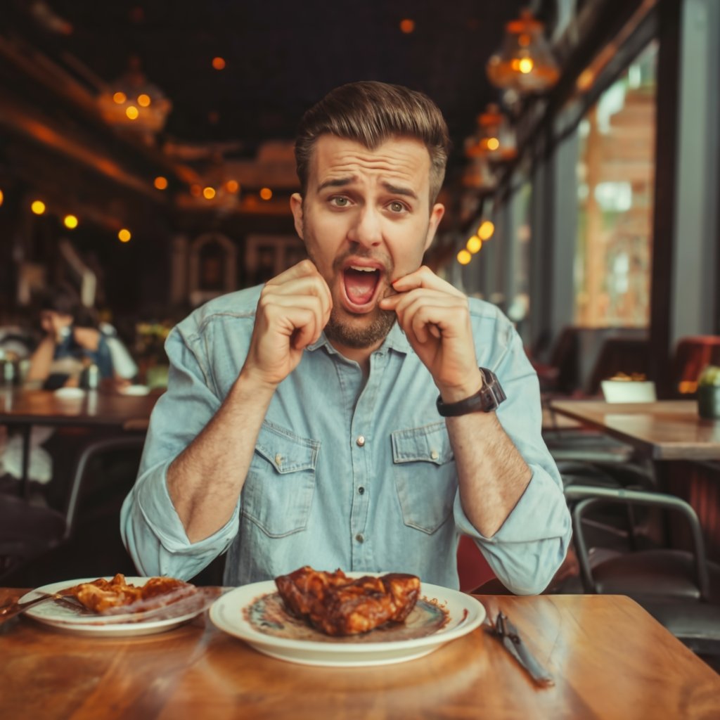 تحميل صور بدون حقوق جميله A_man_in_a_restaurant_eating_meat_for_the_camera%20(6)