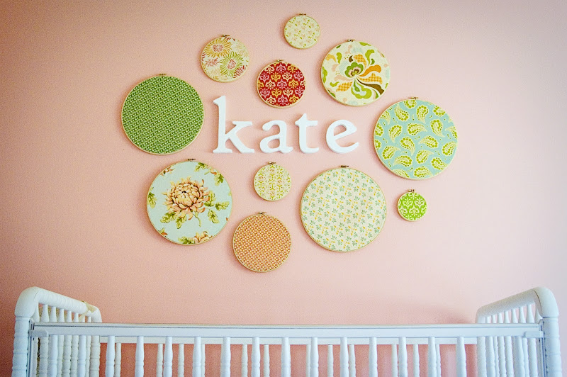 How sweet and charming is this nursery wall?? title=