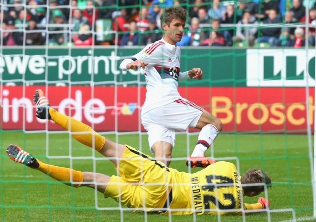 Thomas Mueller scored Werder Bremen vs Bayern Munich