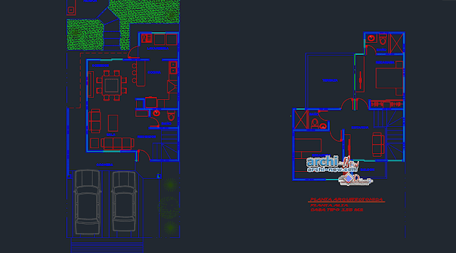 House type 125m2 in AutoCAD 