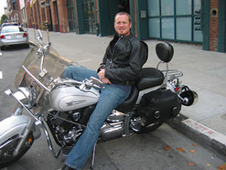 Jim Fanning, firefighter and his ride (motorcycle)