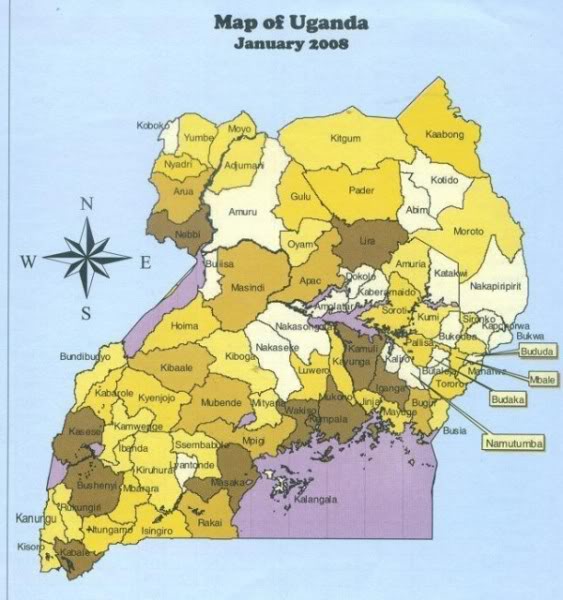 map of rwanda districts. map of uganda districts. map