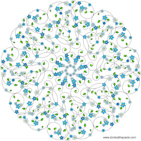 Forget-me-not mandala with a blank version to color - adult coloring page