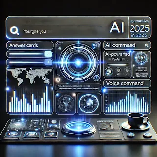 Concept image of Google's Search Generative Experience (SGE), featuring AI-generated summaries, interactive graphs, and voice search integration.
