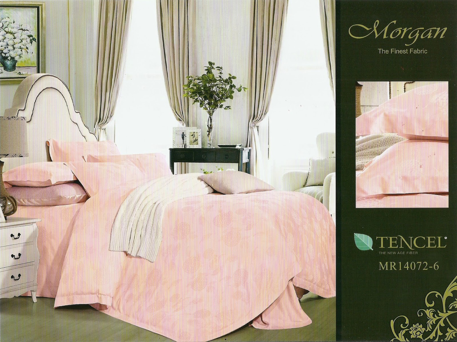 Sprei Tencel Motif Ukir Pink