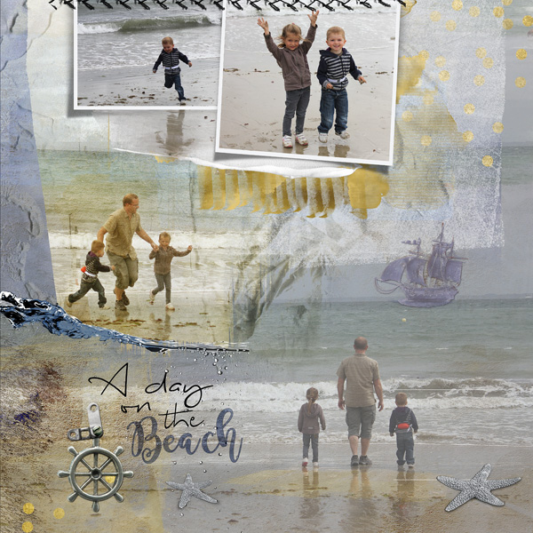 clin d'oeil design clindoeildesign NBK design Beyond the sea artsy scrapbook layout out of the frame sea ocean summer 