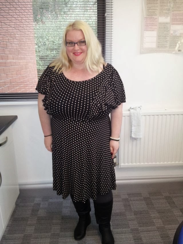 STYLE JOURNEY: LUNCH MEETINGS IN MODCLOTH POLKA DOT CANDY PLUS SIZE DRESS -  Stylish Curves