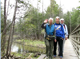 hikers on  a bridge