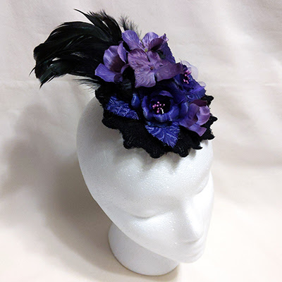 Black and purple feather round headdress