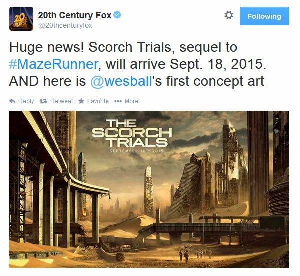 20th Century Fox tweets about The Scorch Trials