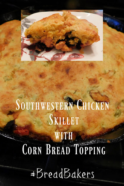 Southwestern Chicken Skillet with Cornbread Topping pin