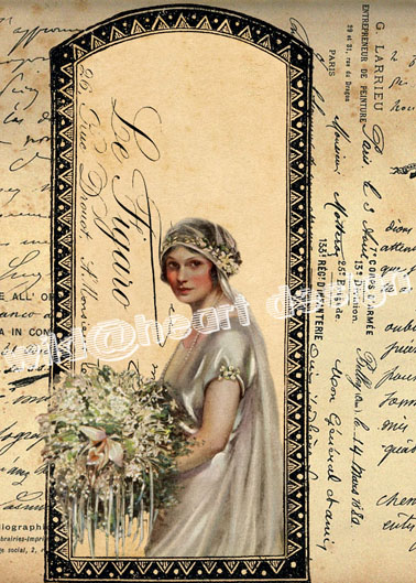 Labels bride flowers frame french lady script typography vintage 