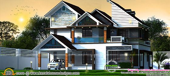 Slanting + sloping roof 2869 sq-ft home