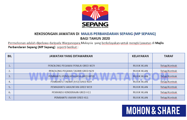 Jawatan Kosong Terkini di Majlis Perbandaran Sepang (MP ...