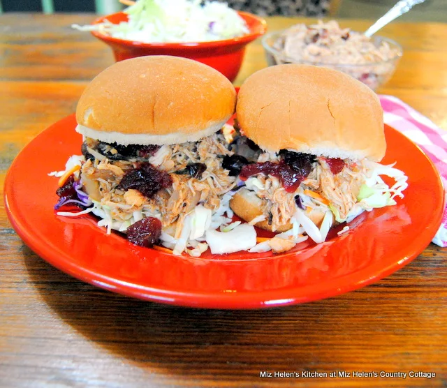 Slow Cooker Cranberry BBQ Pulled Chicken at Miz Helen's Country Cottage