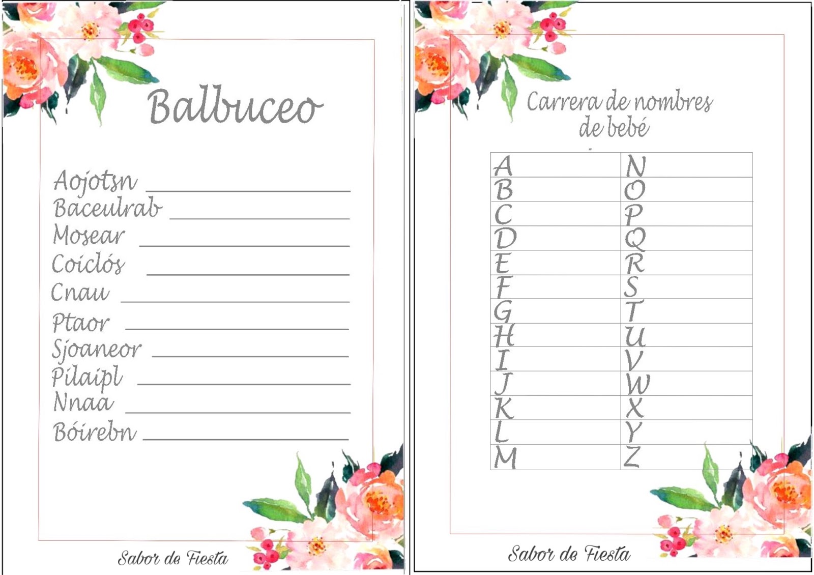 Juegos para Baby Shower ~ Sabor de Fiesta