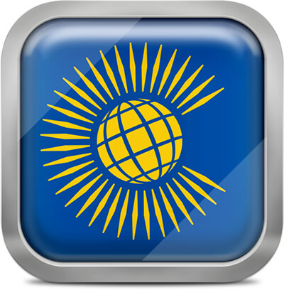 Commonwealth of Nations square flag with metallic frame