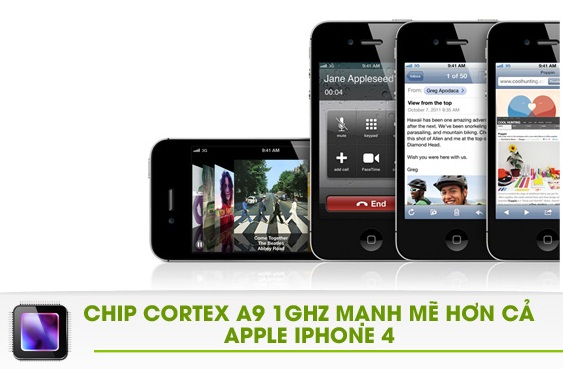 hkphone 4s retina pro sử dụng chip cortex a9 1GHZ mạnh mẽ hơn cả iphone 4