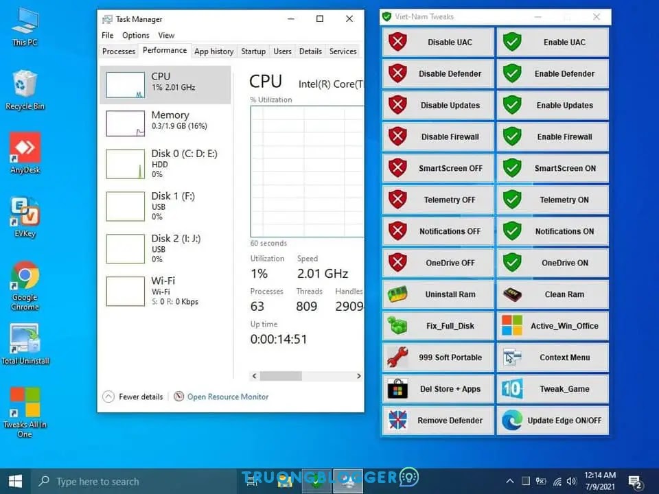 Windows 10 (x64) (6in1) Pro 21H1 1 Click tự động cài đặt