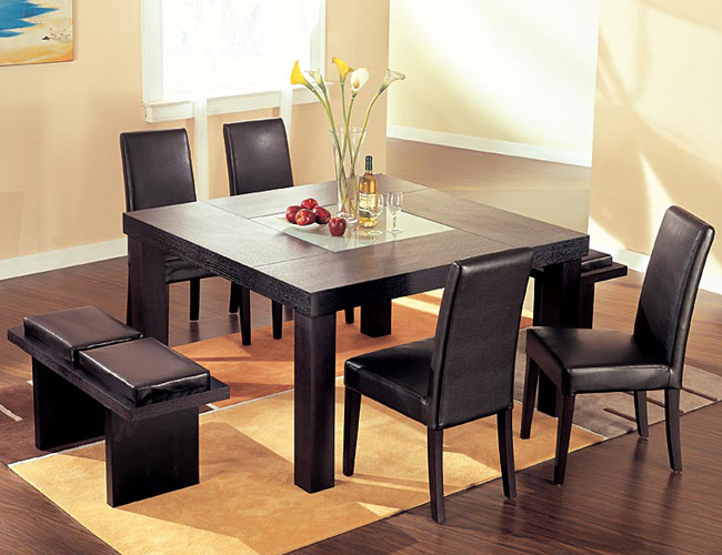 Square Dining Table Set with Bench