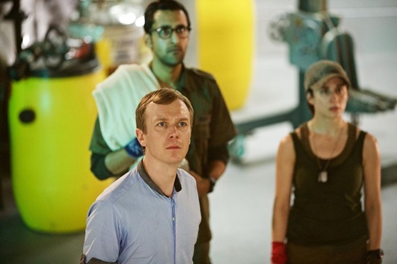 Arsher Ali, Morven Christie and Steven Robertson in Doctor Who Under the Lake