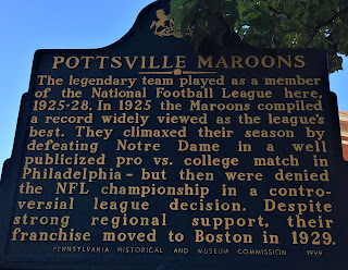 The legendary team played as a member of the National Football League here, 1925-28. In 1925 the Maroons compiled a record widely viewed as the league's best. They climaxed their season by beating Notre Dame in a well publicized pro vs. college match in Philadelphia - but then were denied the NFL championship in a controversial league decision. Despite strong regional support, their franchise moved to Boston in 1929.