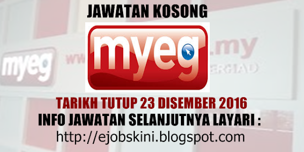 Jawatan Kosong MyEG Services Berhad - 23 Disember 2016