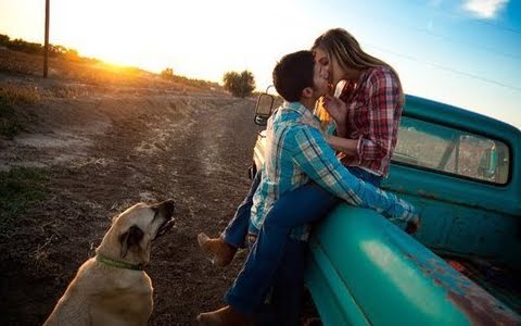 Cute Romantic Couple Kissing