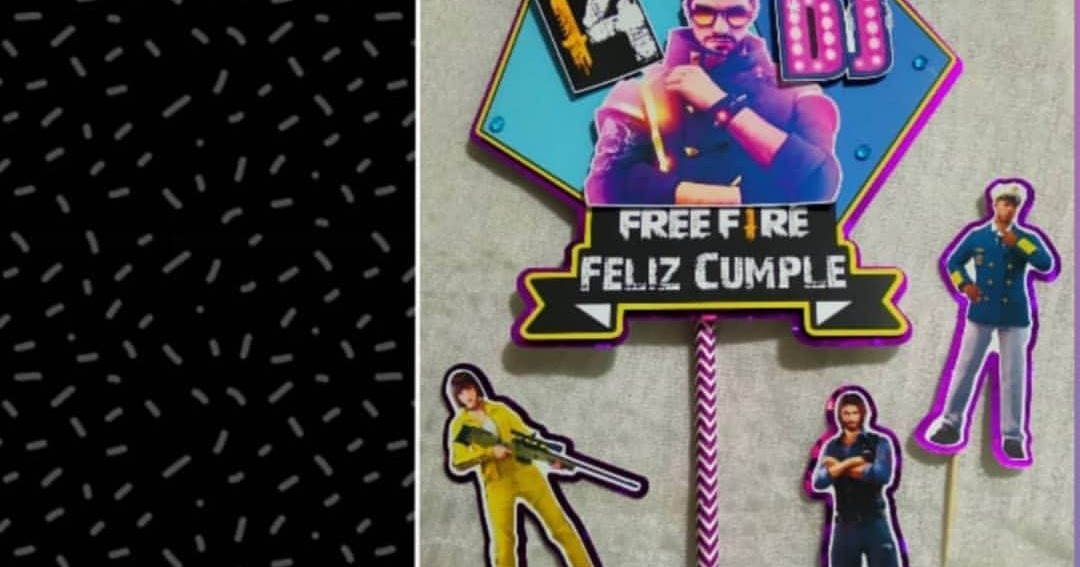 Topper 3d Doble Capa Free Fire Feliz Cumple Samuel Mis Toppers Tus Toppers - invitaciones roblox figuras accion en mercado libre mexico